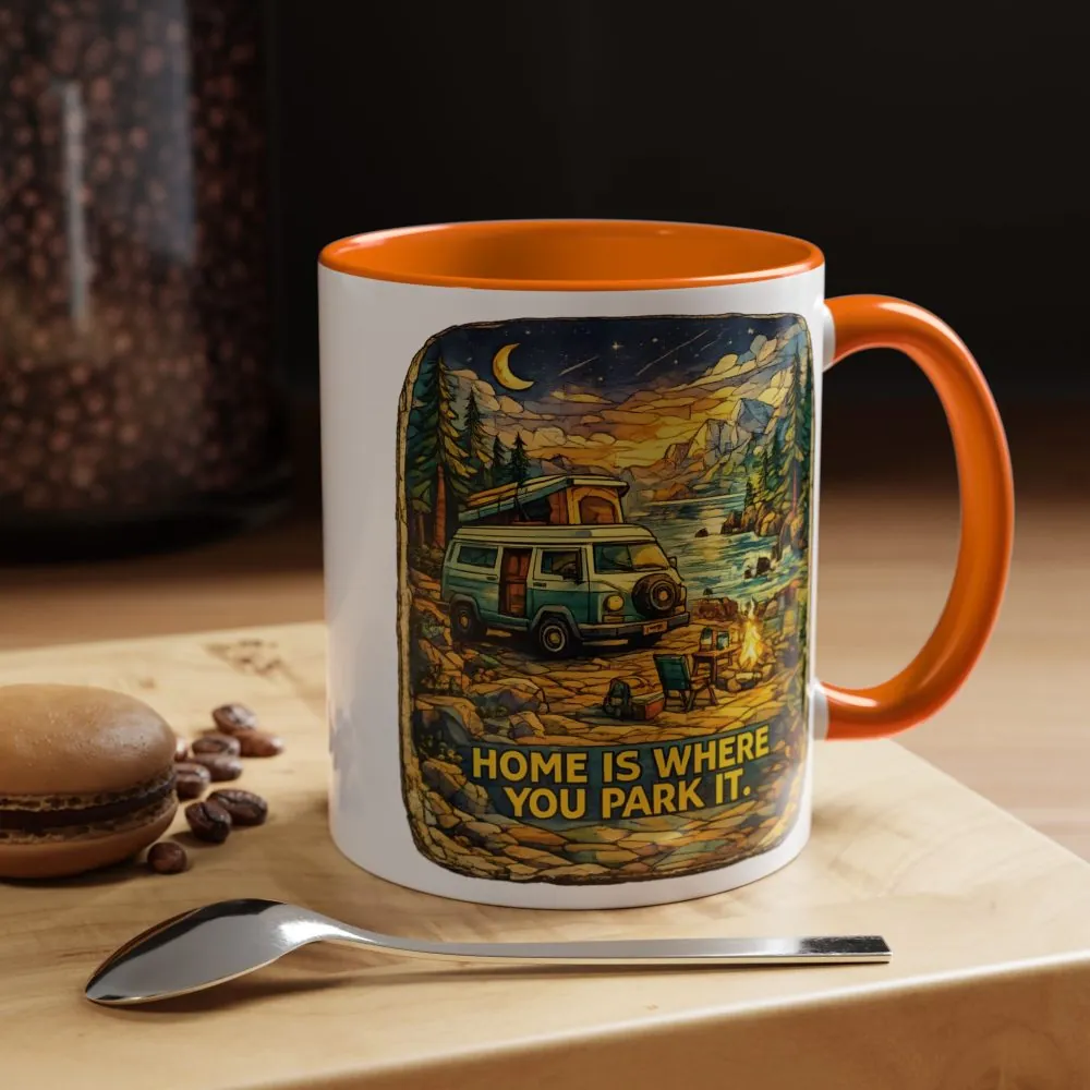 7120341954923680421_2048.jpeg Accent Coffee Mug (11, 15oz) — "Home Is Where You Park It" Design Cubic-Line