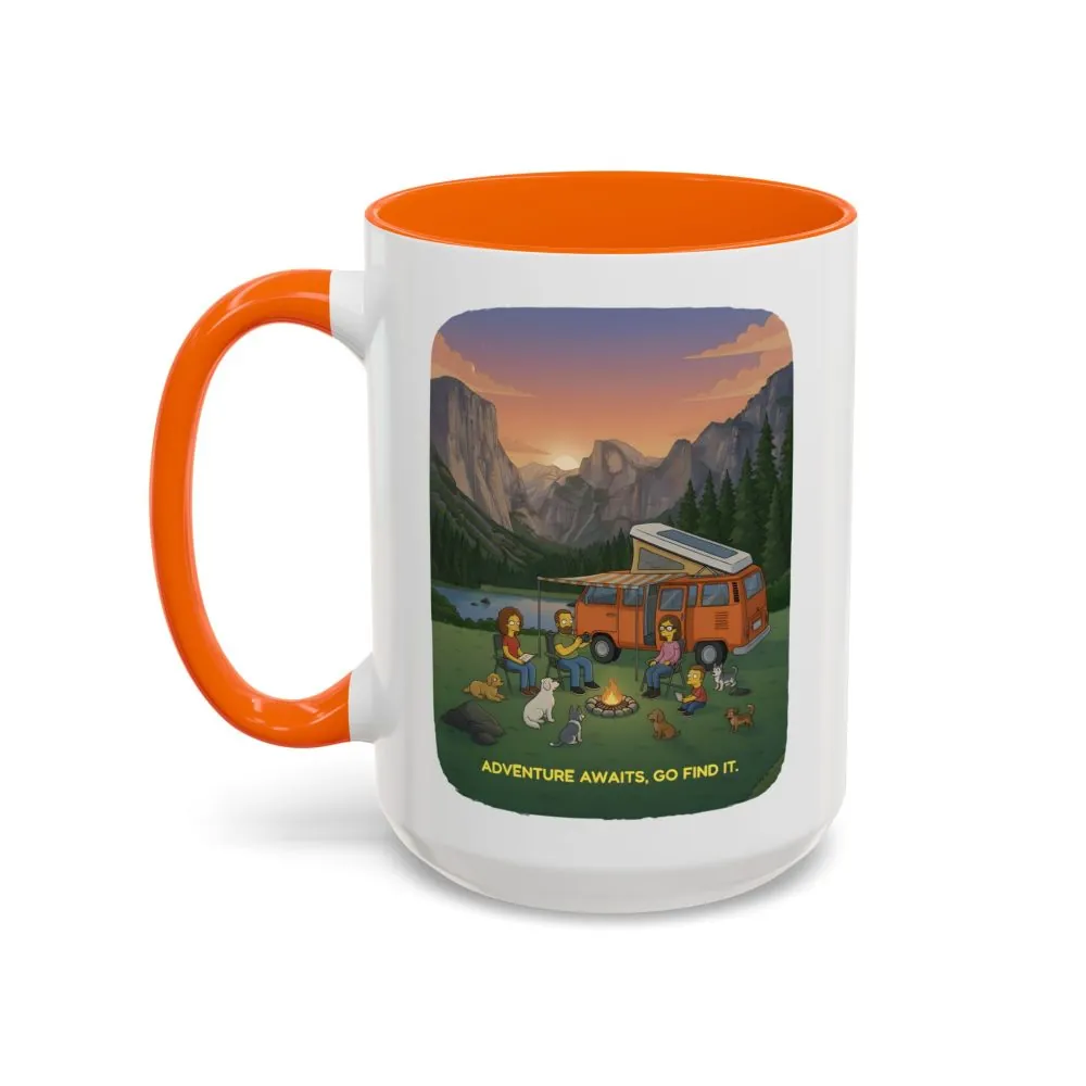 Accent Coffee Mug (11, 15oz) — "Adventure Awaits-Go Find It"" Design Sitcom-Line