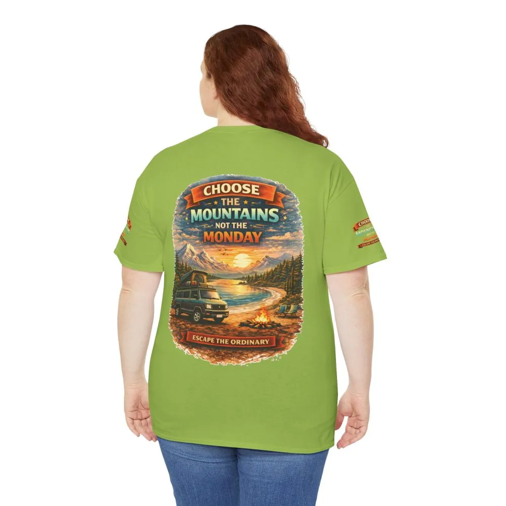 Unisex Heavy Cotton Tee — "Choose The Mountens" Design Scenic-Line