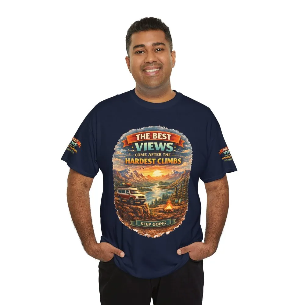 Unisex Heavy Cotton Tee — "The Best Views" Design Scenic-Line