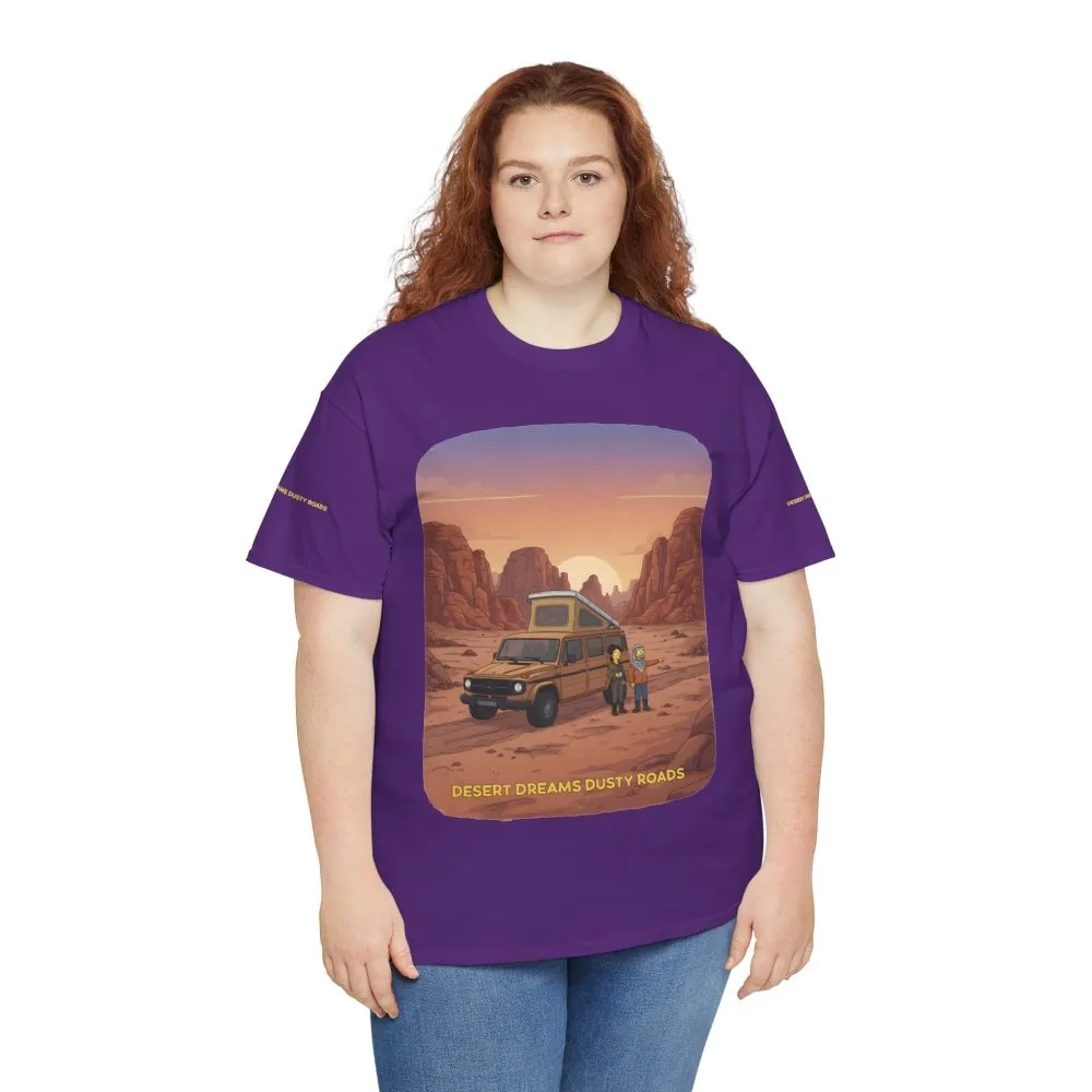 Unisex Heavy Cotton Tee — "Desert Dreams Dusty Roads" Design Sitcom-Line