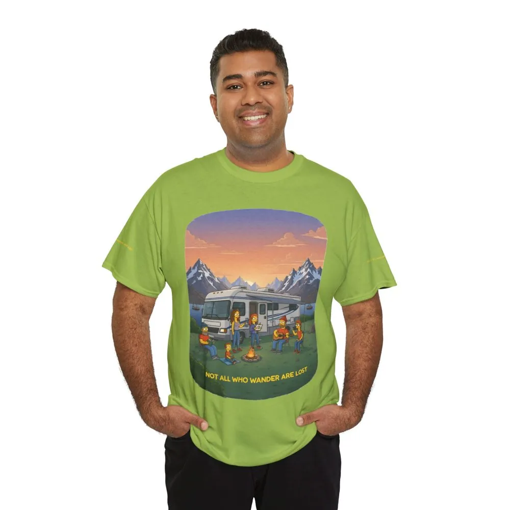 Unisex Heavy Cotton Tee — "Not All Who Wander Are Lost" Design Sitcom-Line