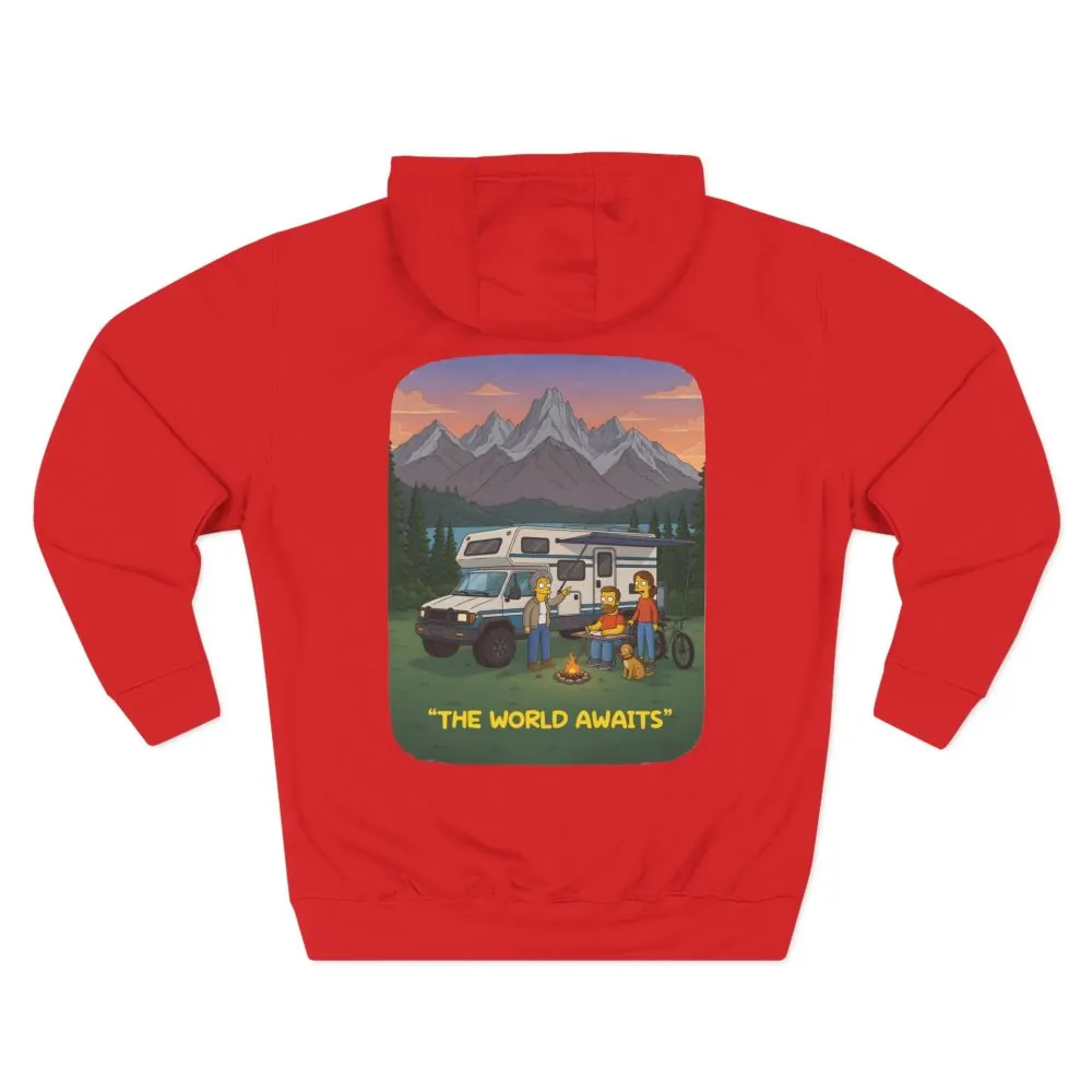 7151467699299252325_2048.jpeg Three-Panel Fleece Hoodie - "The World Awaits" Design Sitcom-Line
