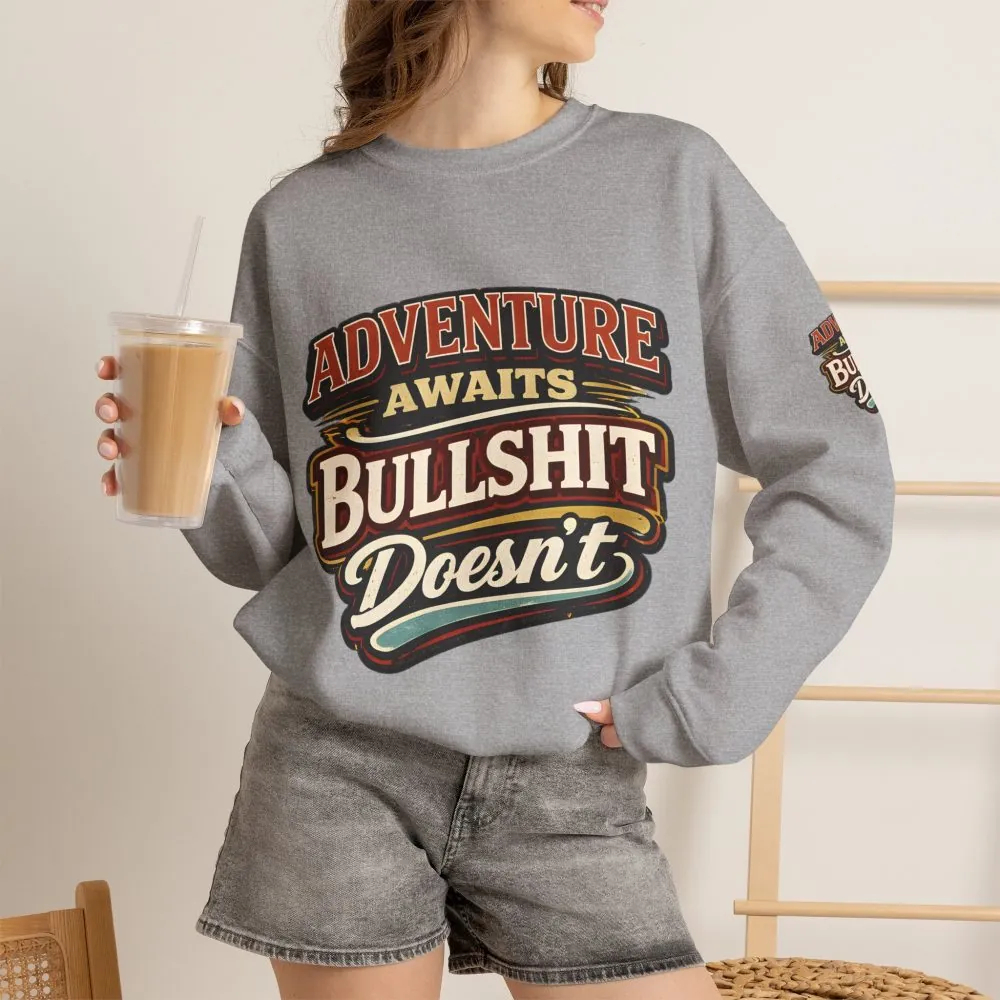 Unisex Heavy Blend™ Crewneck Sweatshirt — "Adventure Awaits" Design F**K-Line