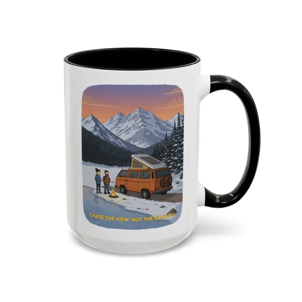 Accent Coffee Mug (11, 15oz) — "Chase The Views-Not The Crowds"" Design Sitcom-Line