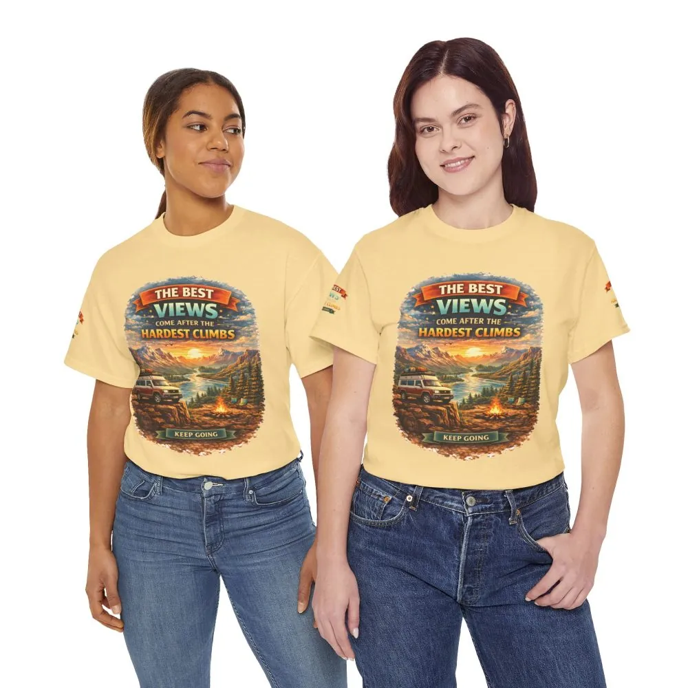 Unisex Heavy Cotton Tee — "The Best Views" Design Scenic-Line