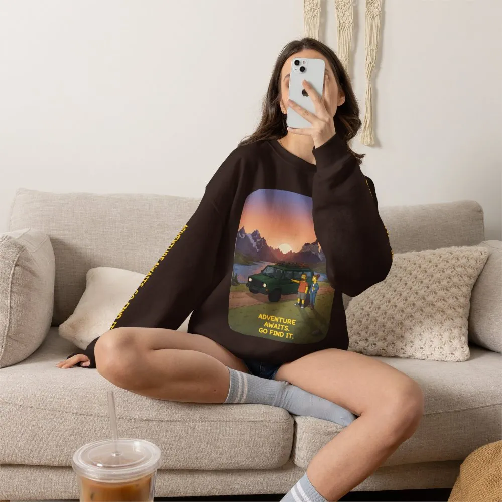 Unisex Heavy Blend™ Crewneck Sweatshirt — "Adventure Awaits-Go Find It" Design Sitcom-Line