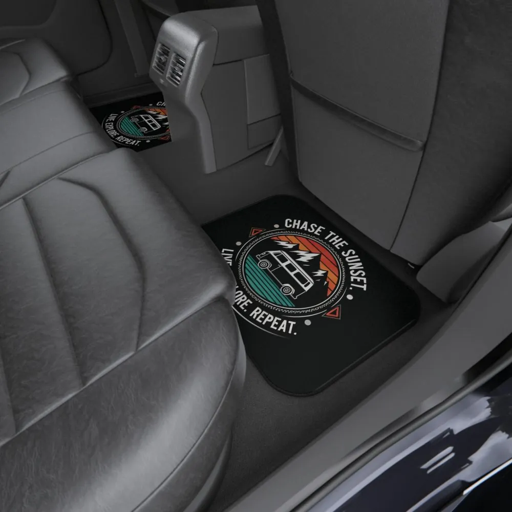 Car Mats (Set of 4)— "Good Vibes & Open Road" Adventure Van Floor Mat Set