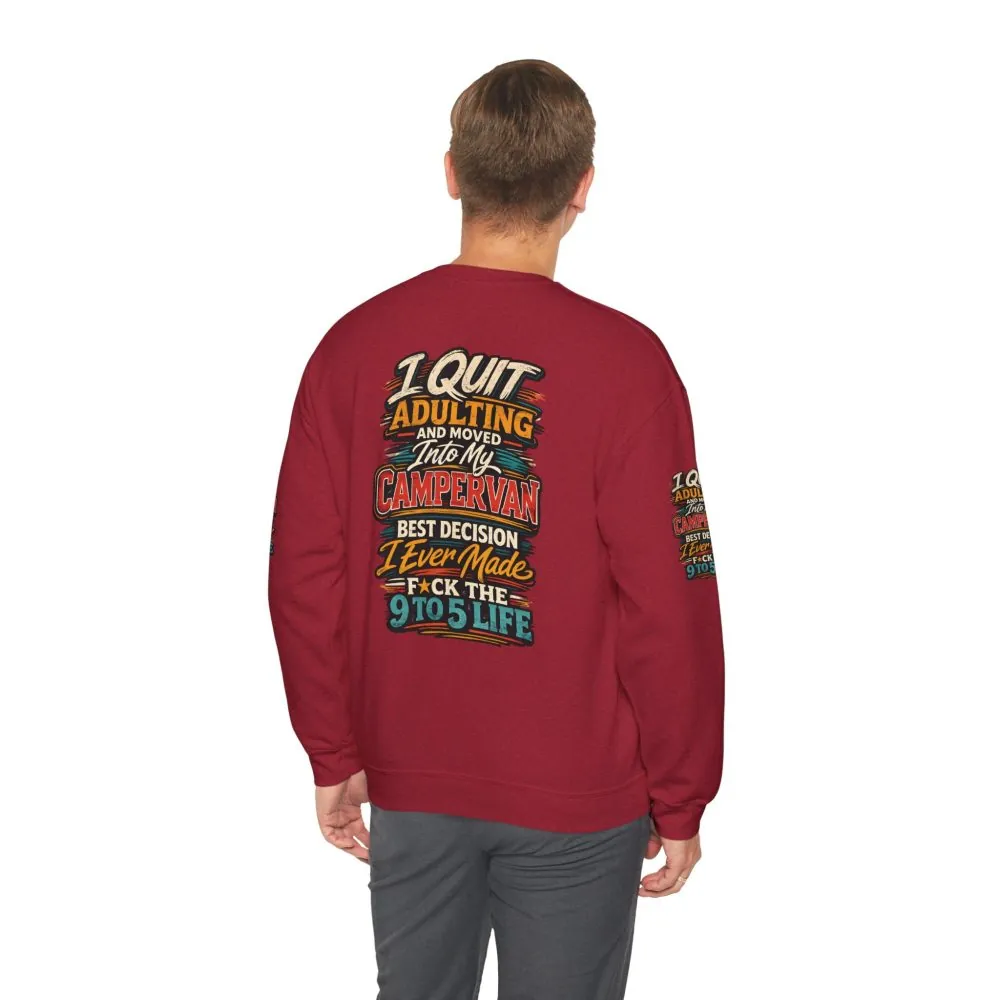 Unisex Heavy Blend™ Crewneck Sweatshirt — "I Quit Adulting" Design F**K-Line