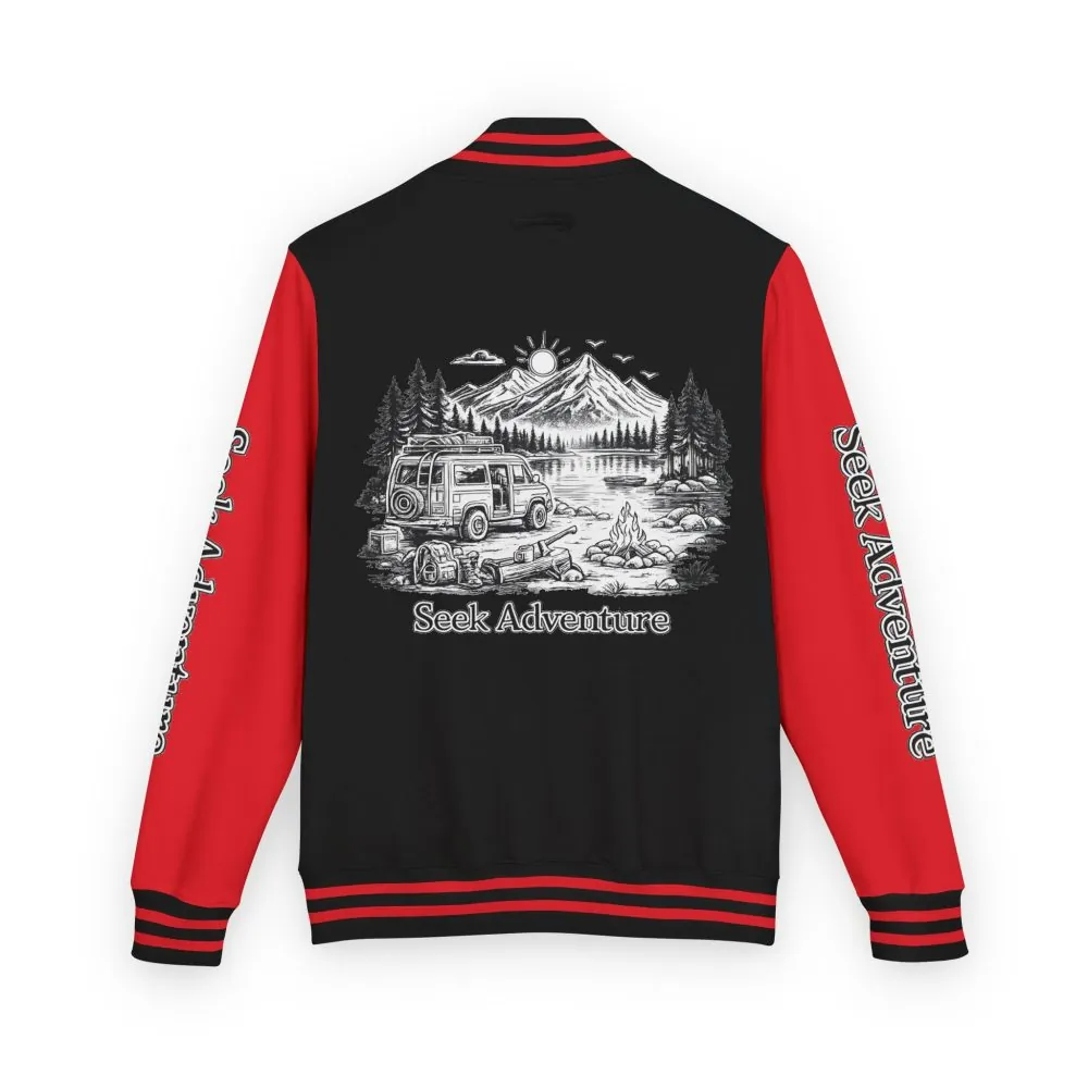 Unisex Heavyweight Letterman Jacket — "Seek Adventure" Travel Varsity Coat