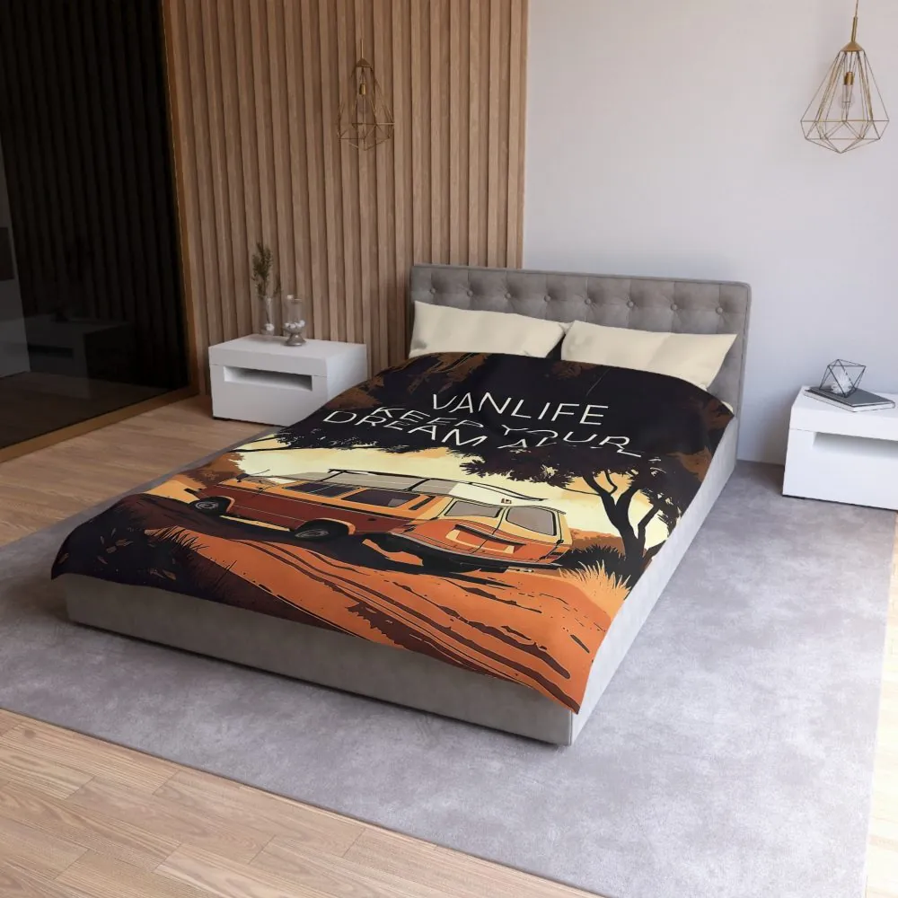 Duvet Cover – "Vanlife Keep Your Dream Alive" Retro Camper Bedding