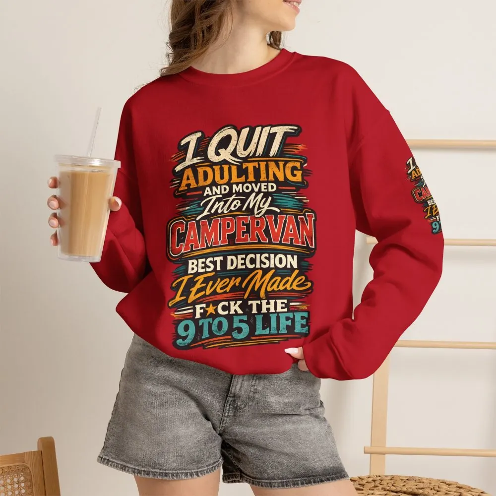 Unisex Heavy Blend™ Crewneck Sweatshirt — "I Quit Adulting" Design F**K-Line