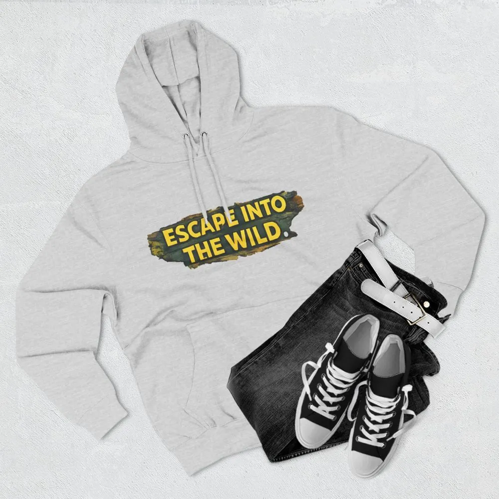 Three-Panel Fleece Hoodie - "Escape Into The Wild" Design Cubic-Line