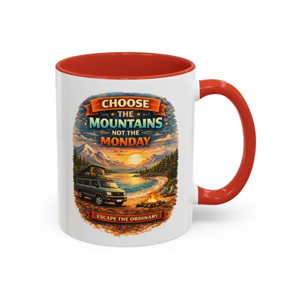 Accent Coffee Mug (11, 15oz) — "Choose The Mountens" Design Scenic-Line