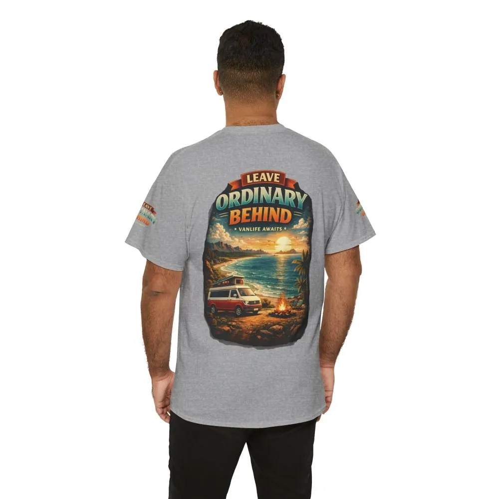 Unisex Heavy Cotton Tee — "Leave Ordinary Behind" Design Scenic-Line