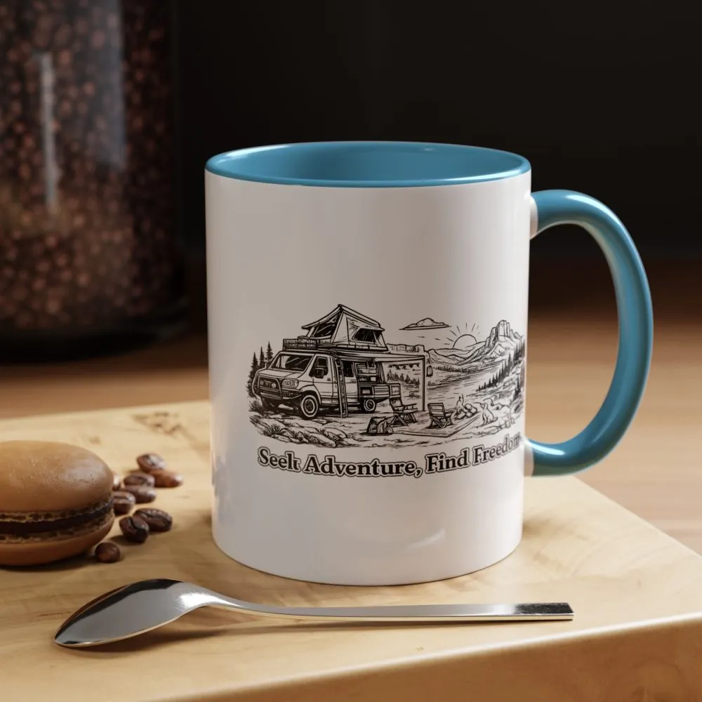 7232833069540119758_2048.jpeg Accent Coffee Mug (11, 15oz) — "Seek Adventure, Find Freedom" Design Minimal-Line