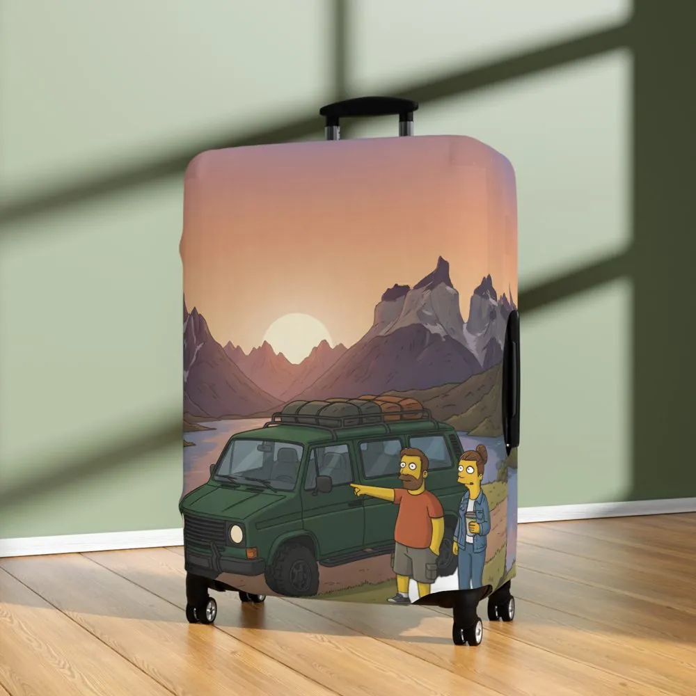 Luggage Cover — Adventure Camper Sketch Travel Suitcase(Design Sitcom-Line)