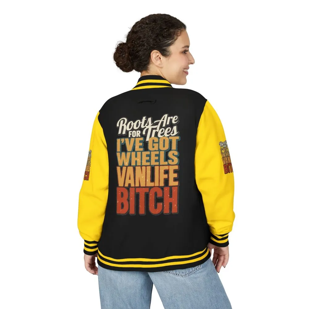Unisex Heavyweight Letterman Jacket — "Roots Are For Trees" Design F**K-Line
