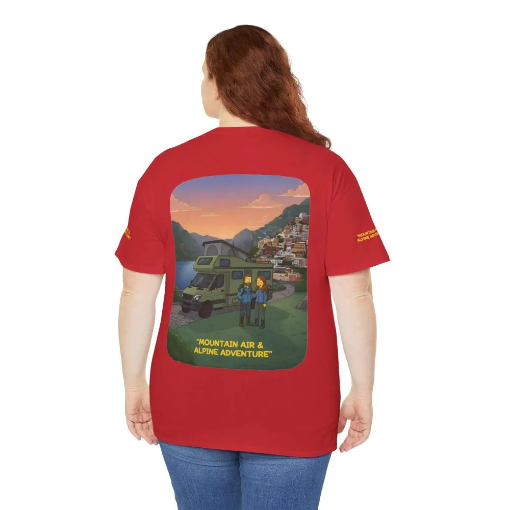 7268149099086254890_2048.jpeg Unisex Heavy Cotton Tee — "Mountain Air And Alpine Adventure" Design Sitcom-Line