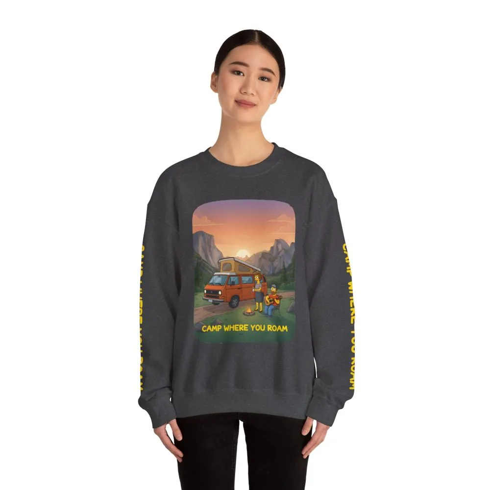 Unisex Heavy Blend™ Crewneck Sweatshirt — "Camp Where You Roam" Design Sitcom-Line
