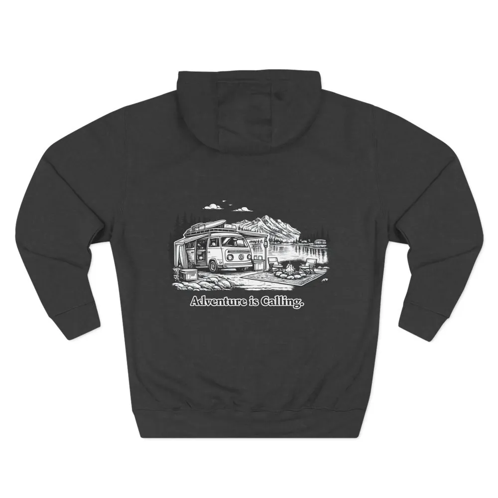 7283064186885864630_2048.jpeg Three-Panel Fleece Hoodie - "Adventure Is Calling" Design Minimal-Line