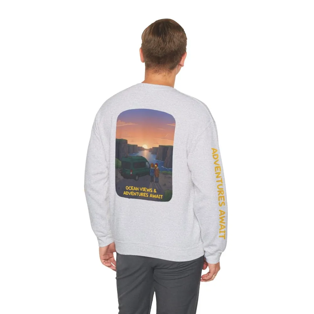 7285166908205601609_2048.jpeg Unisex Heavy Blend™ Crewneck Sweatshirt — "Ocean Views-Adventures Awaits" Design Sitcom-Line