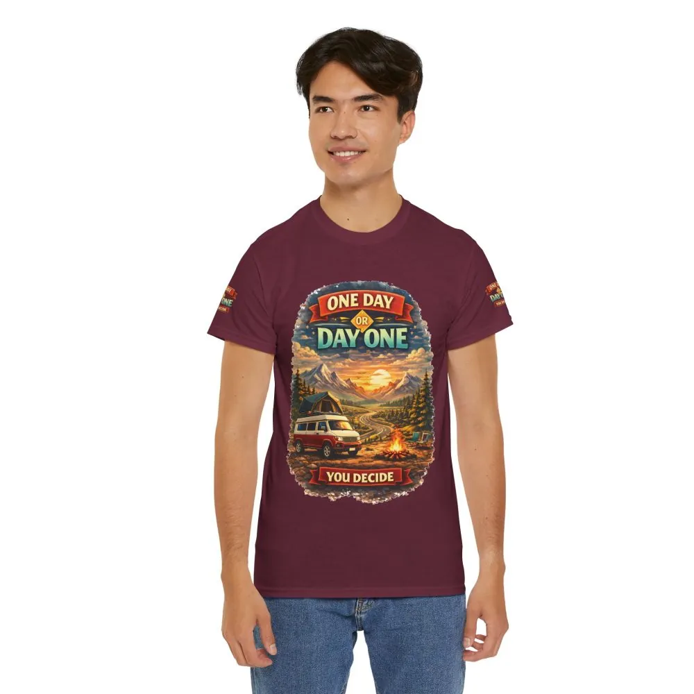 7286384546909923068_2048.jpeg Unisex Heavy Cotton Tee — "One Day Or Day One" Design Scenic-Line