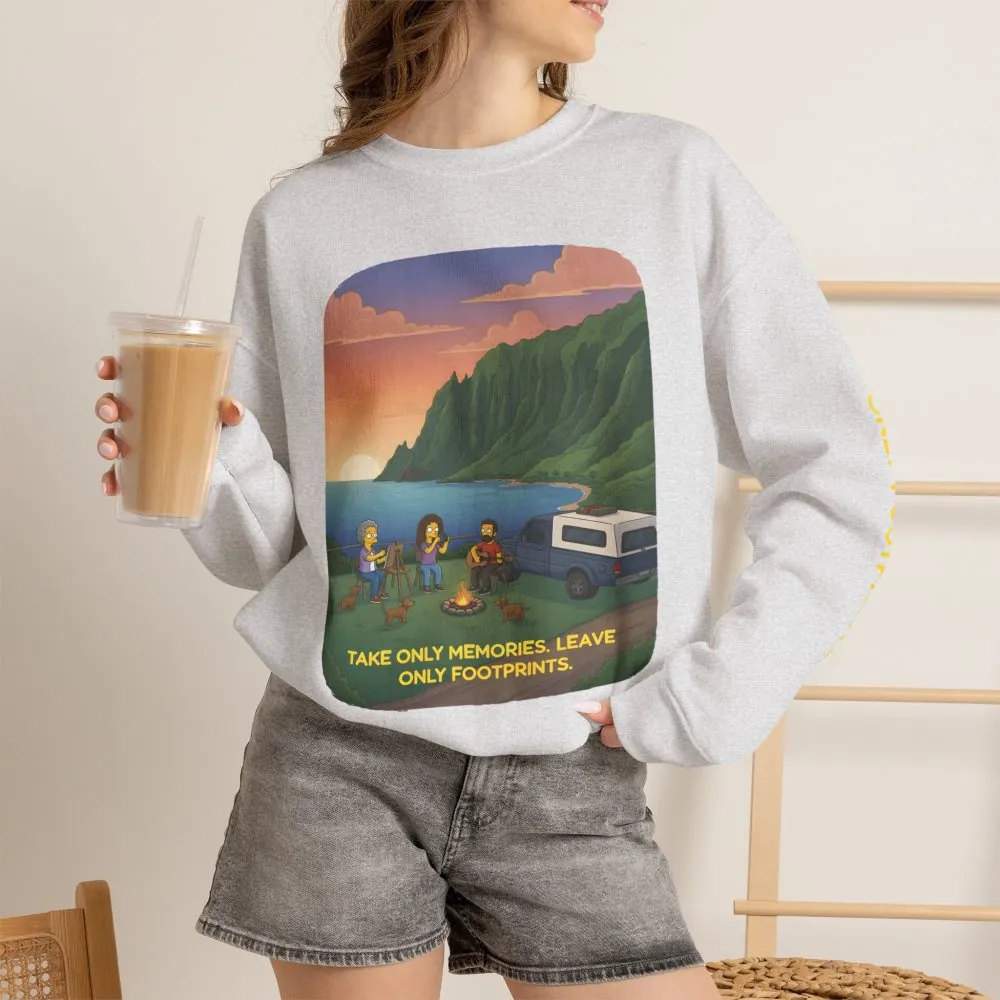 Unisex Heavy Blend™ Crewneck Sweatshirt — "Take Only Memories-Leave Only Footprints" Design Sitcom-Line
