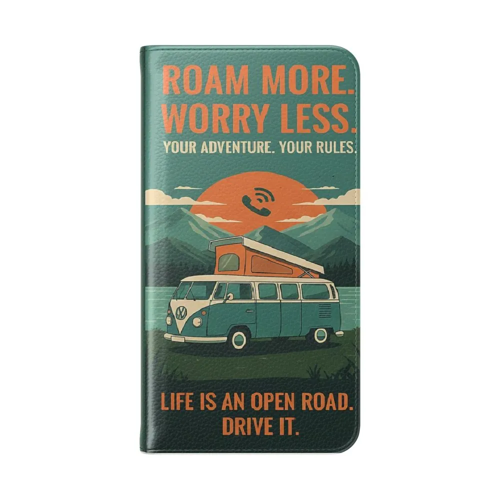 7300958530529779738_2048.jpeg Flip Phone Case — "Roam More Worry Less - Life Is An Open Road" Phone Wallet