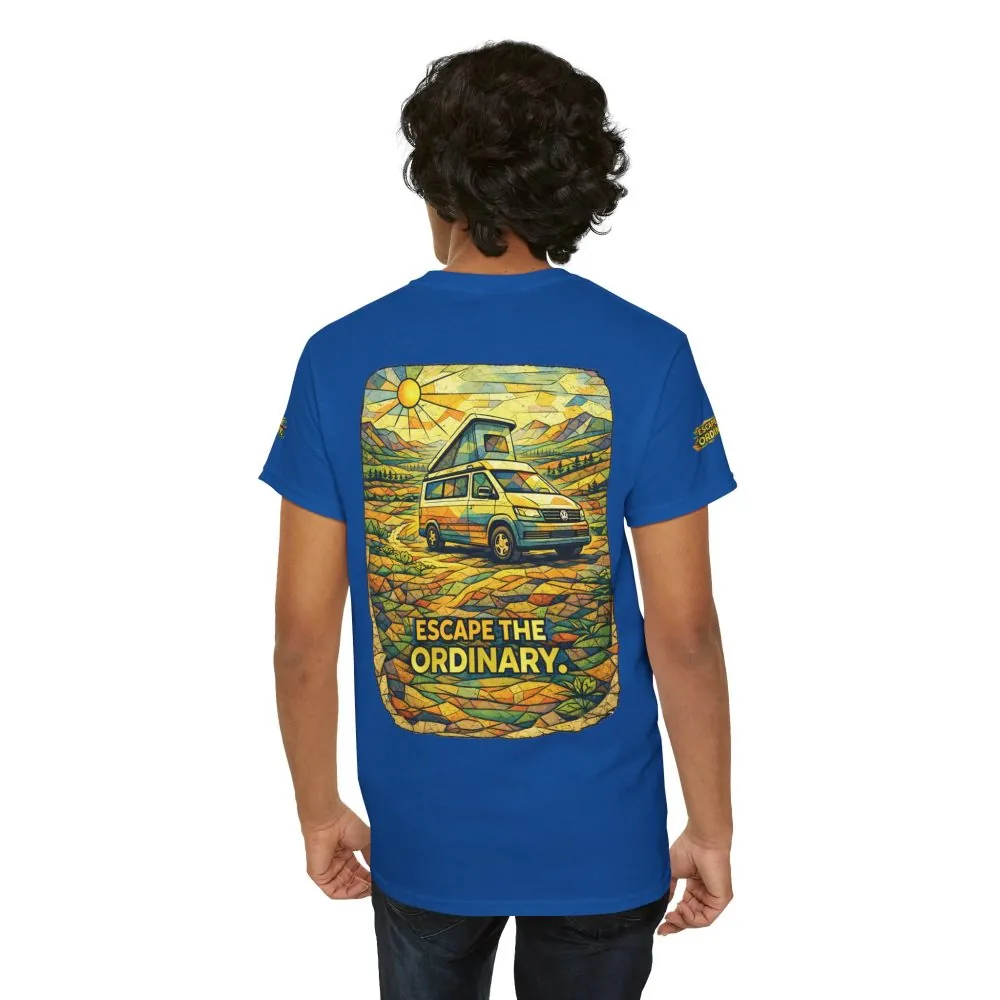 Unisex Heavy Cotton Tee — "Escape The Ordinary" Design Cubic-Line