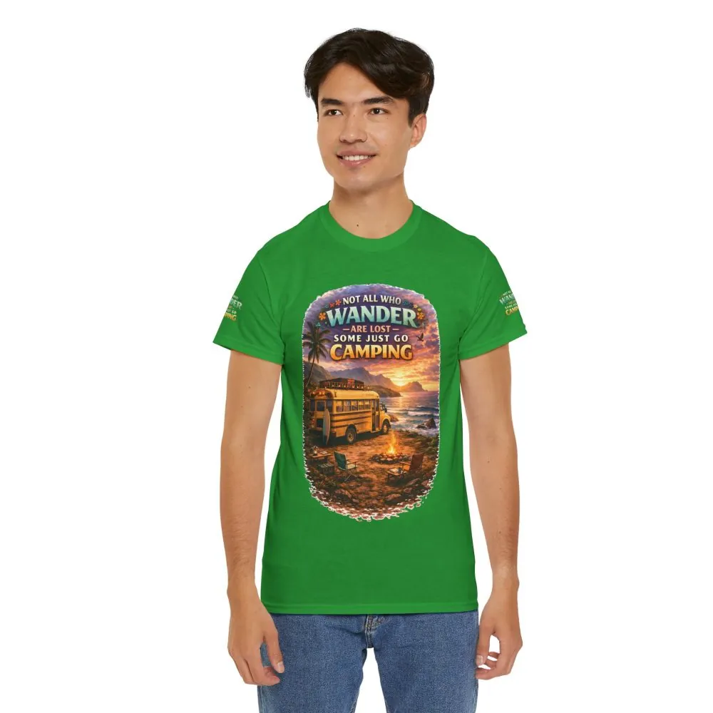 Unisex Heavy Cotton Tee — "Not All Who Wander Are Lost" Design Scenic-Line
