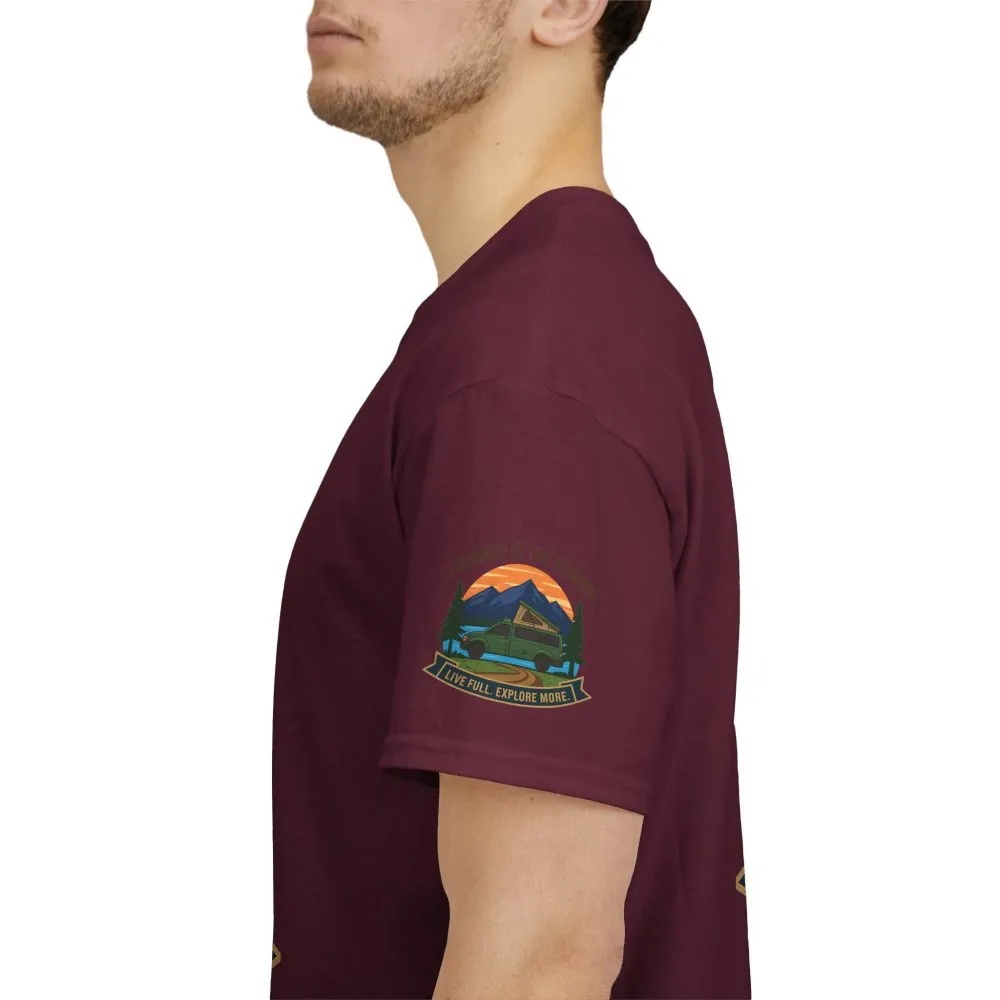 Unisex Heavy Cotton Tee  — "Journey Is The Reward Tee" Adventure Camper Van Graphic T-Shirt