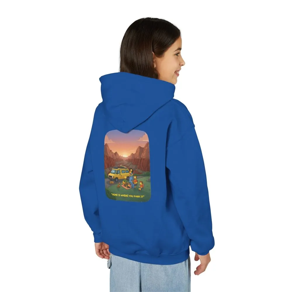 Youth Hoodie(Gildan) – "Home Is Where You Park It"" (Design Sitcom-Line)