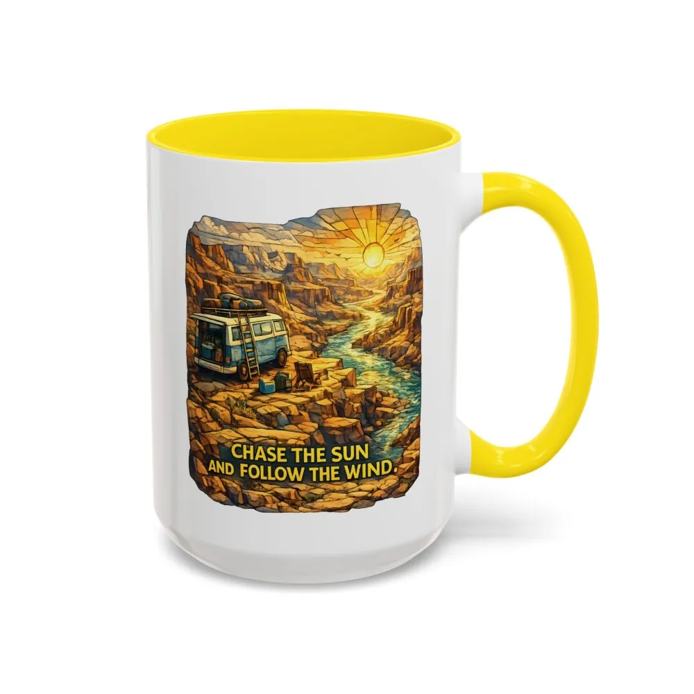 7339154302982522574_2048.jpeg Accent Coffee Mug (11, 15oz) — "Chase The Sun And Follow The Wind" Design Cubic-Line