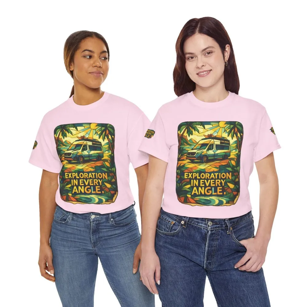 Unisex Heavy Cotton Tee — "Exploration In Every Angle" Design Cubic-Line