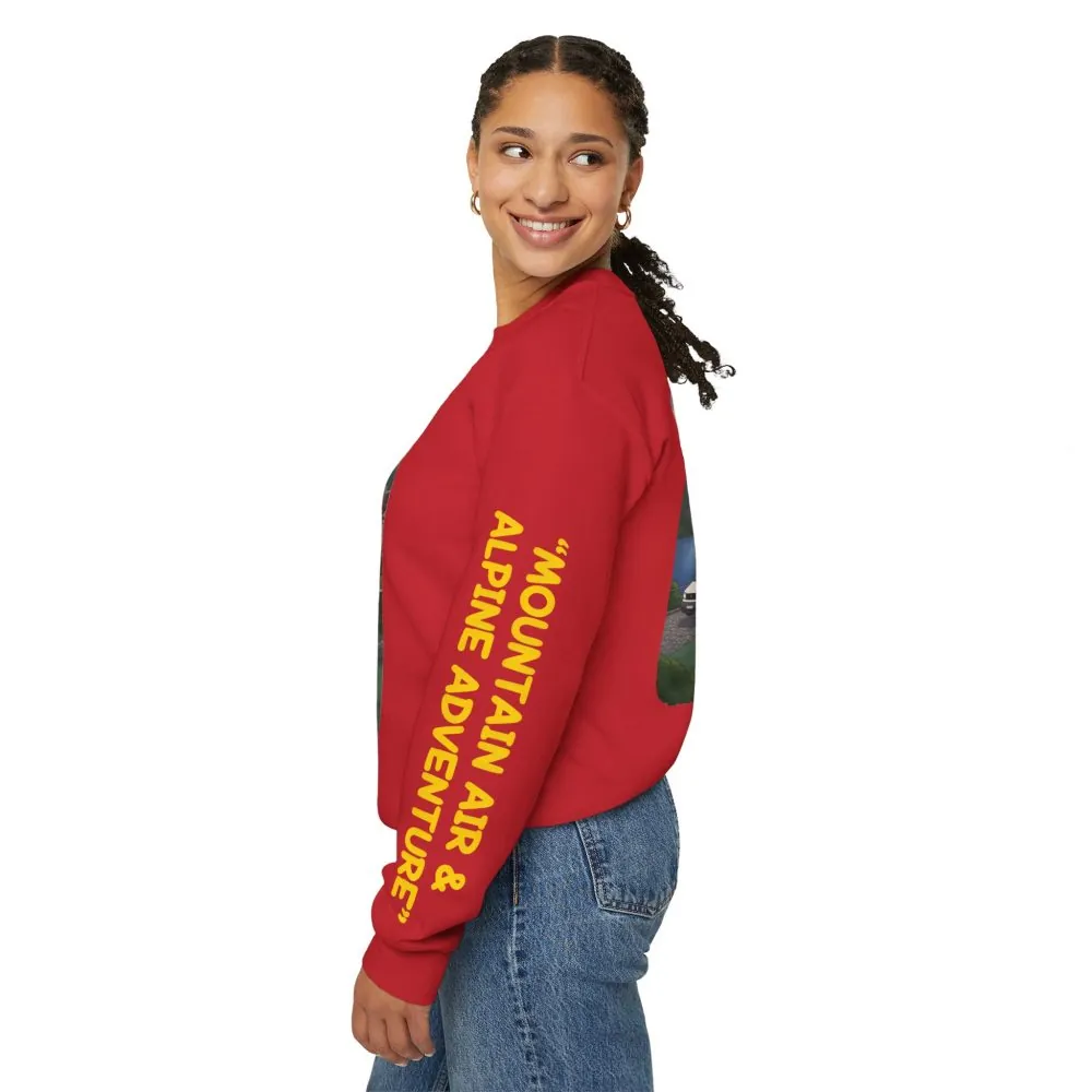 Unisex Heavy Blend™ Crewneck Sweatshirt — "Mountain Air-Alpine Adventure" Design Sitcom-Line