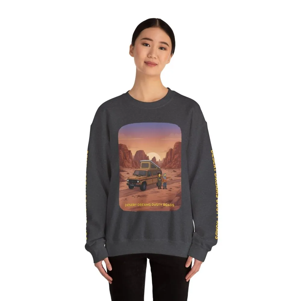 Unisex Heavy Blend™ Crewneck Sweatshirt — "Desert Dreams Dusty Roads" Design Sitcom-Line