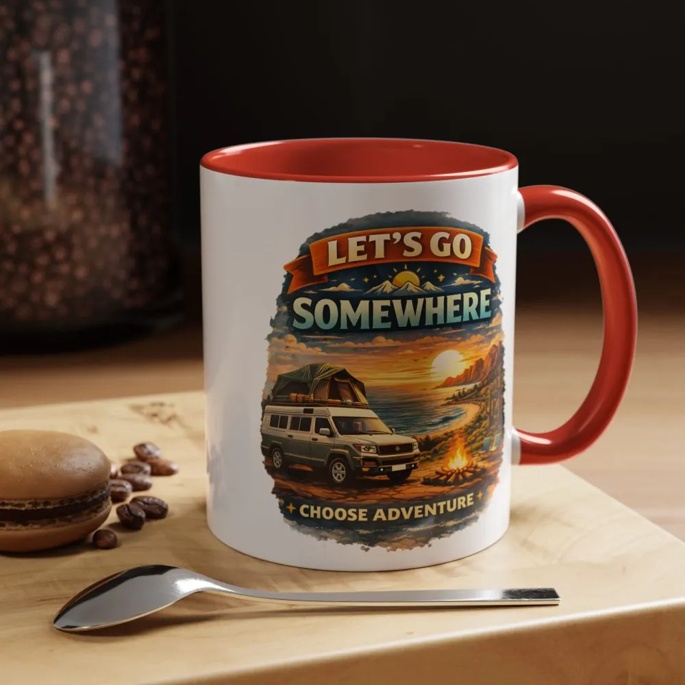 Accent Coffee Mug (11, 15oz) — "Lets Go Somewhere" Design Scenic-Line