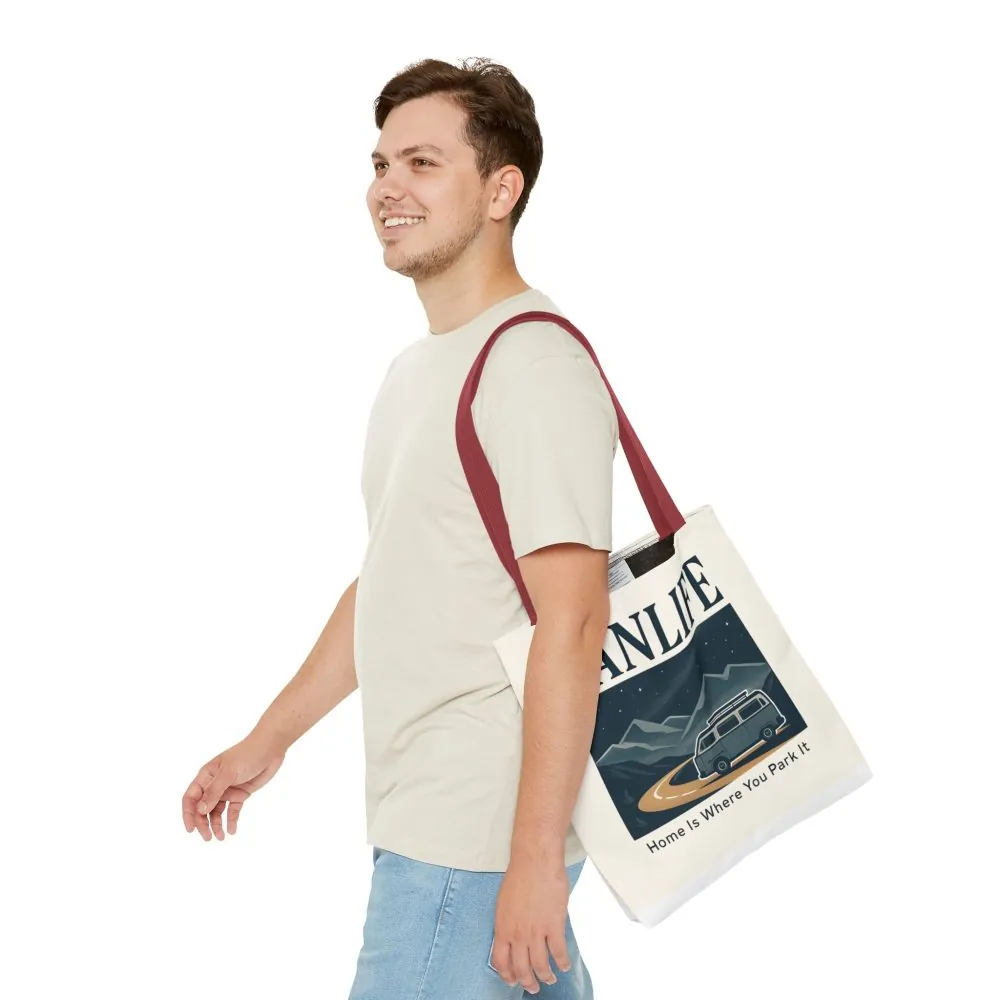 Vanlife Tote Bag — "Vanlife - Home Is Where You Park It" Campervan Beach/Adventure Tote