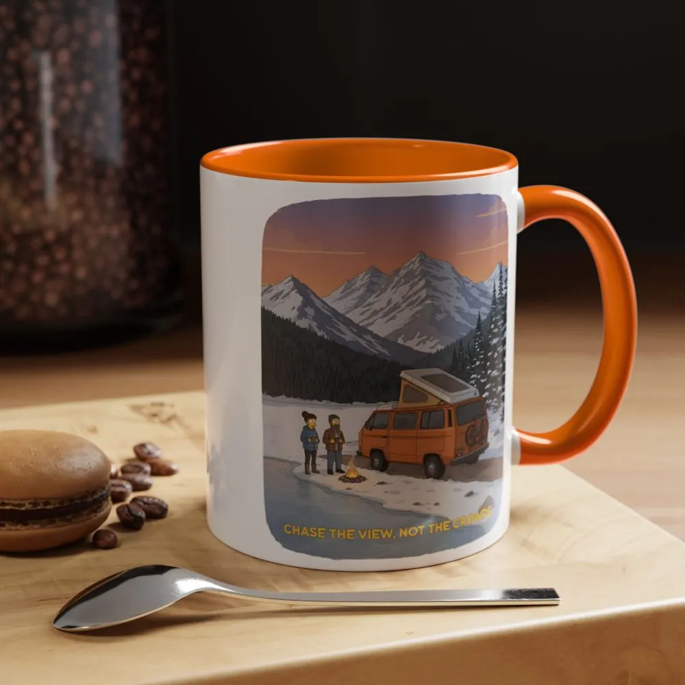 Accent Coffee Mug (11, 15oz) — "Chase The Views-Not The Crowds"" Design Sitcom-Line