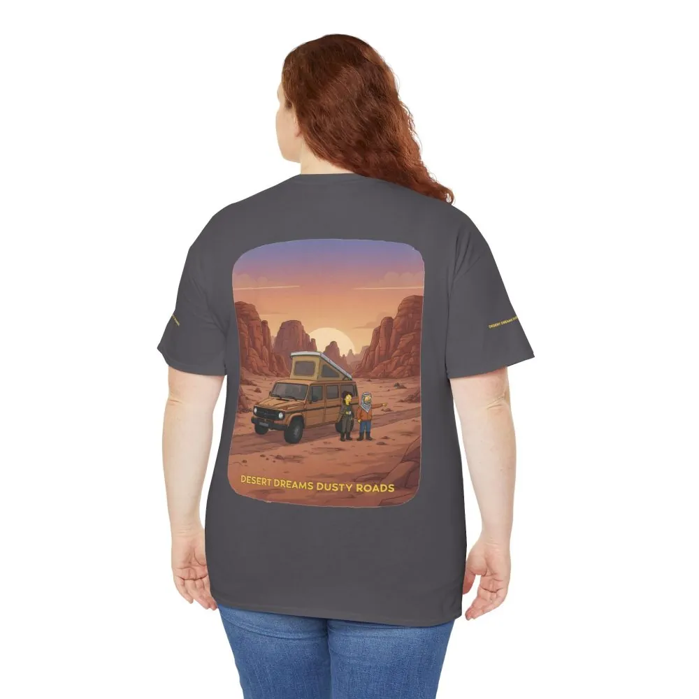 Unisex Heavy Cotton Tee — "Desert Dreams Dusty Roads" Design Sitcom-Line