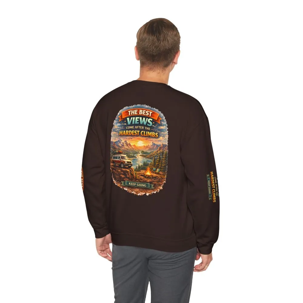 Unisex Heavy Blend™ Crewneck Sweatshirt — "The Best Views" Design Scenic-Line