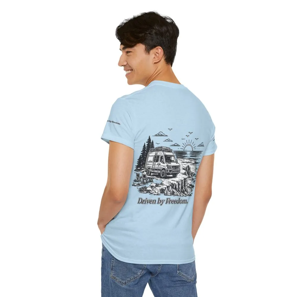 7381594711962004240_2048.jpeg Unisex Heavy Cotton Tee — ""Driven By Freedom" Design Minimal-Line
