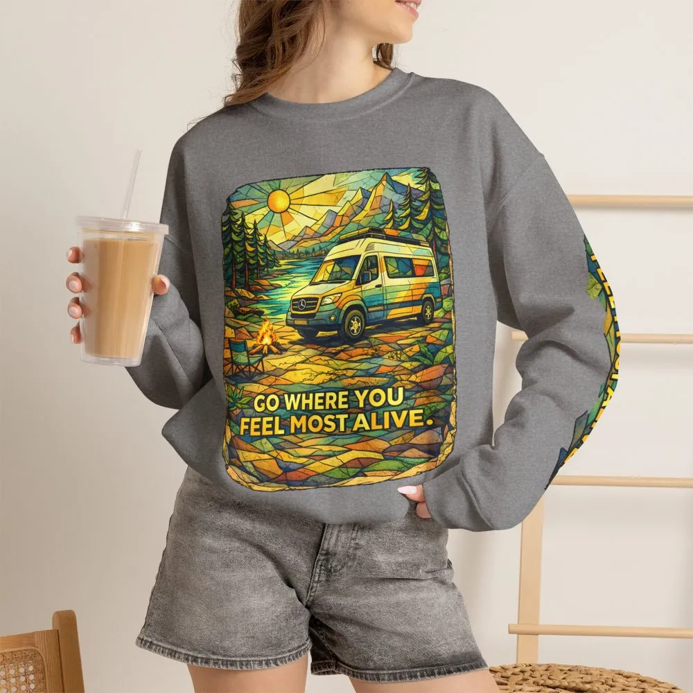 7389491868007527689_2048.jpeg Unisex Heavy Blend™ Crewneck Sweatshirt — "Go Where You Feel Most Alive" Design Cubic-Line