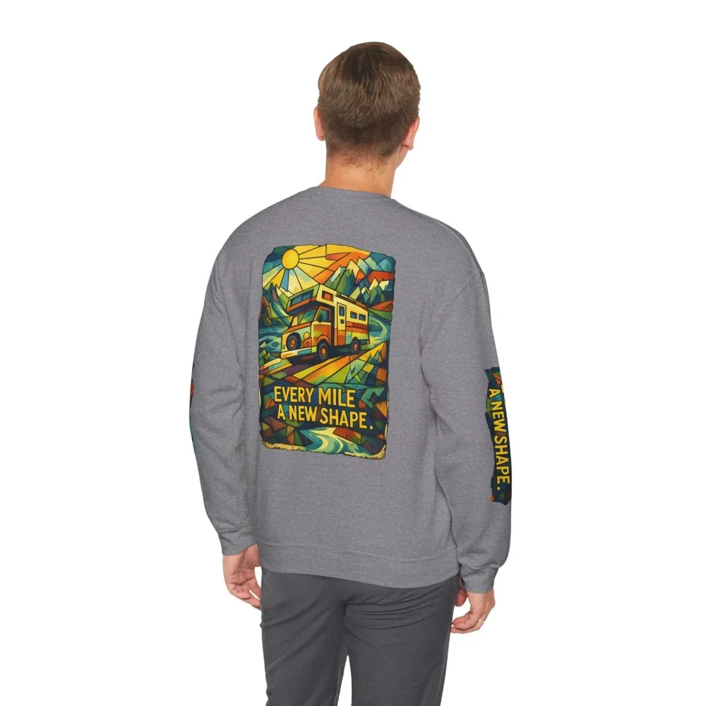 7393447627244548079_2048.jpeg Unisex Heavy Blend™ Crewneck Sweatshirt — "Every Mile A New Shape" Design Cubic-Line