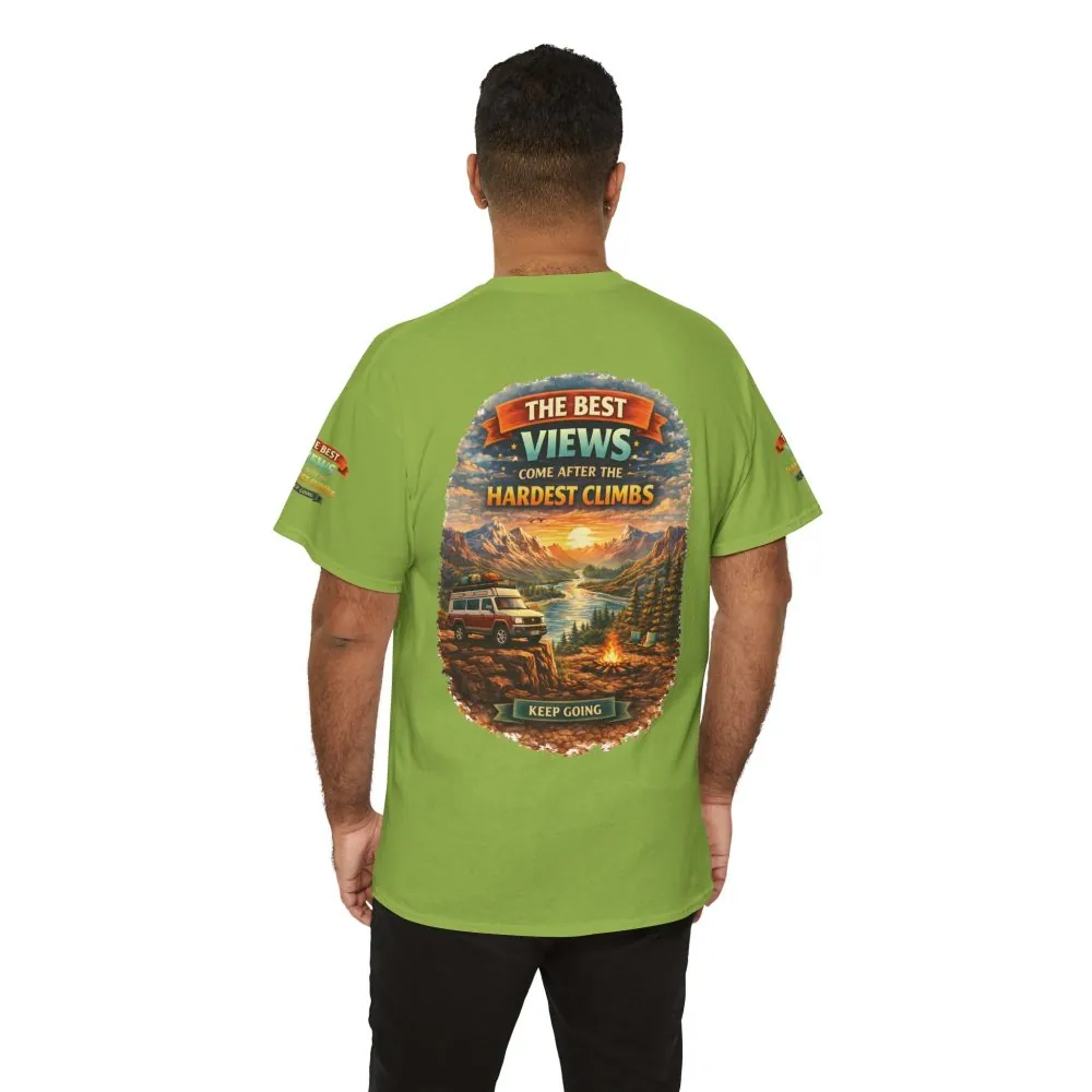 Unisex Heavy Cotton Tee — "The Best Views" Design Scenic-Line