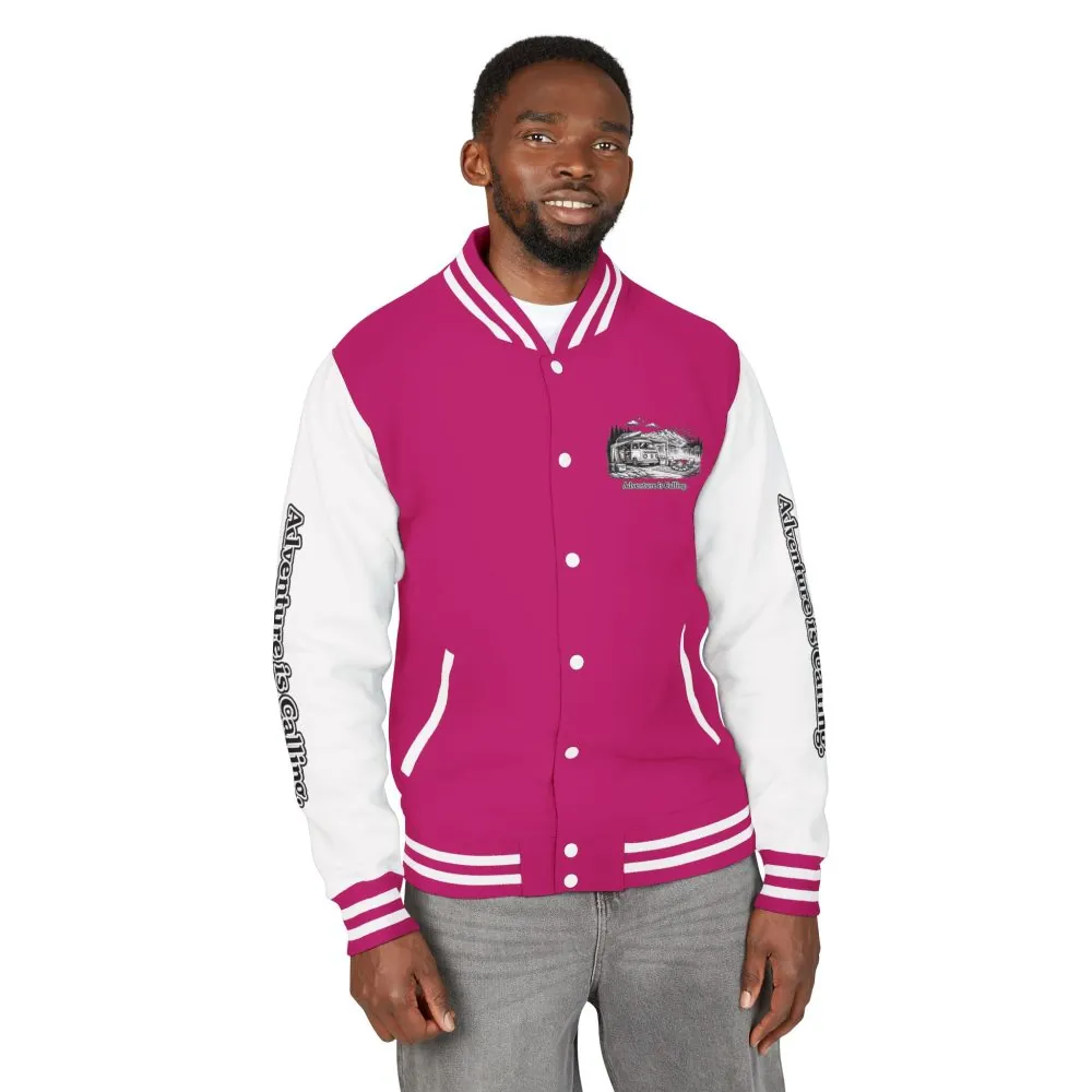 Unisex Heavyweight Letterman Jacket — "Adventure Is Calling" Travel Varsity Coat