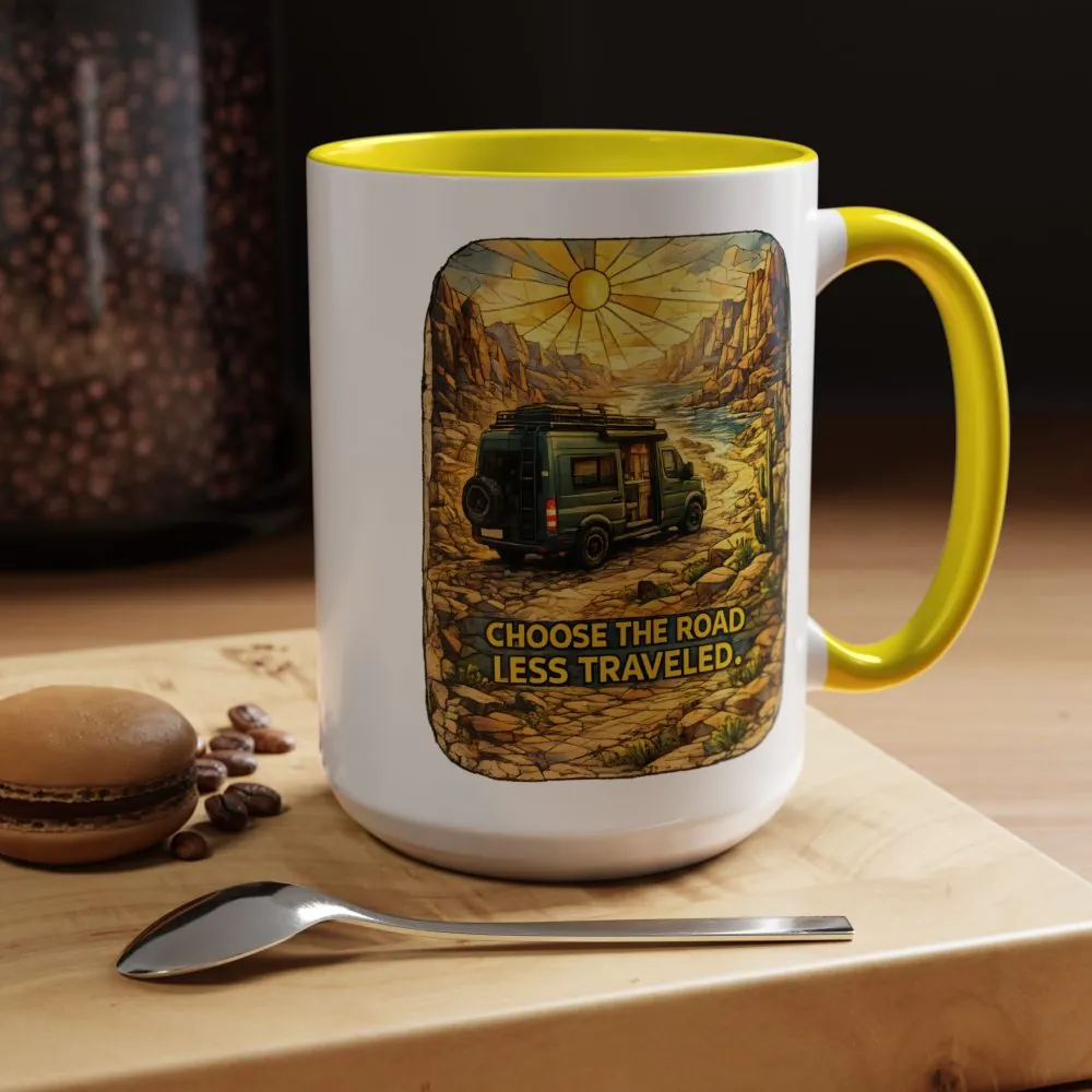 7451488543264842960_2048.jpeg Accent Coffee Mug (11, 15oz) — "Choose The Road Less Traveled" Design Cubic-Line