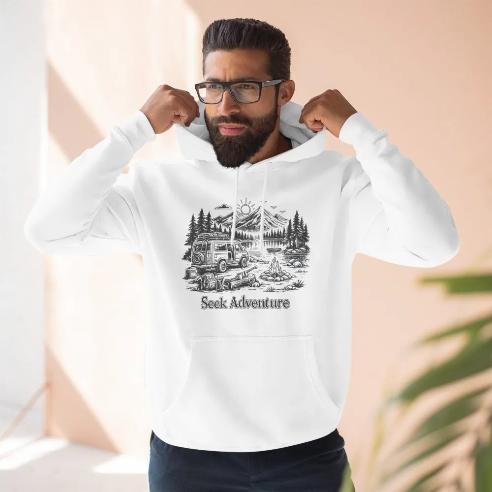 7451711003547775211_2048.jpeg Three-Panel Fleece Hoodie - "Seek Adventure" Design Minimal-Line