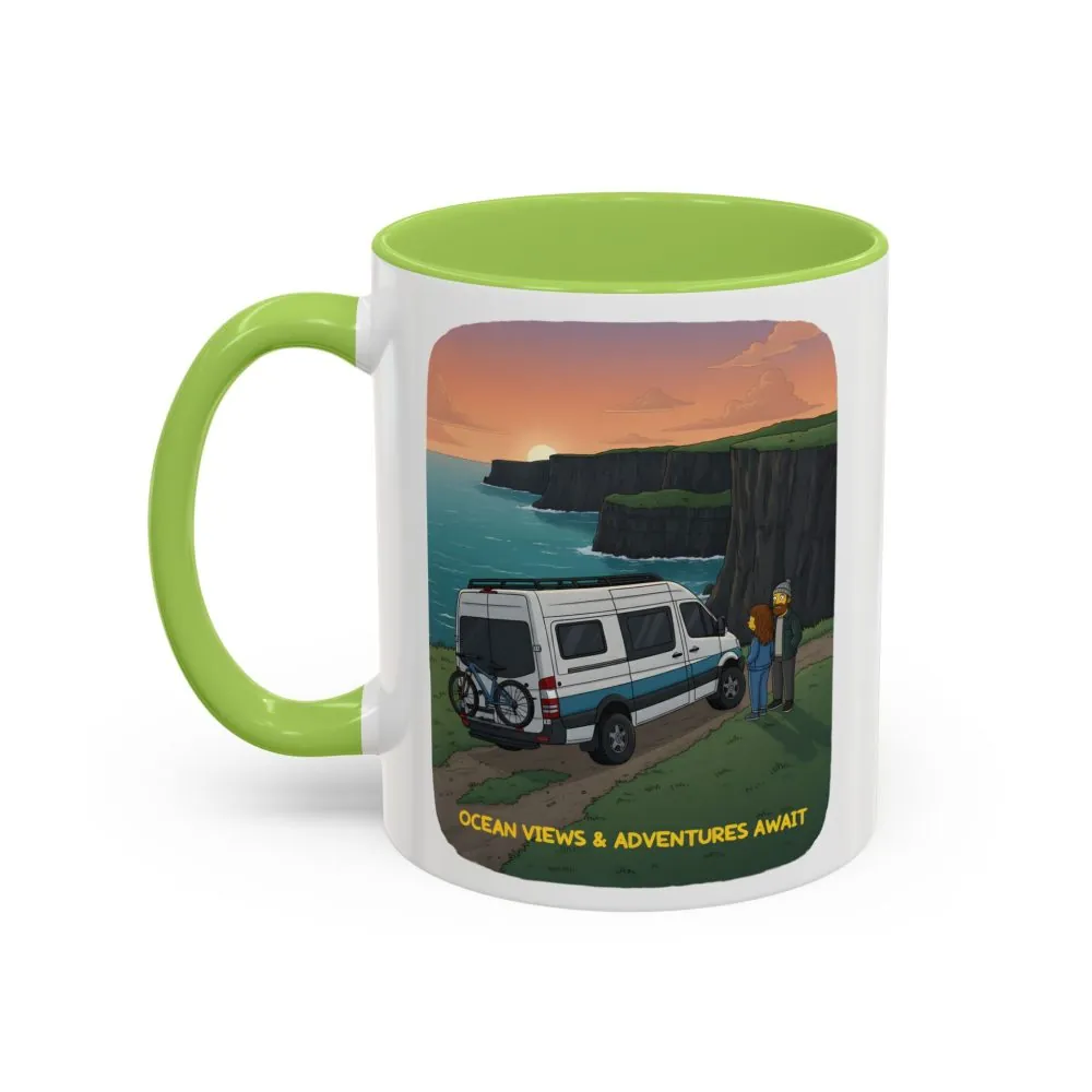 Accent Coffee Mug (11, 15oz) — "Ocean Views-Adventures Awaits" Design Sitcom-Line